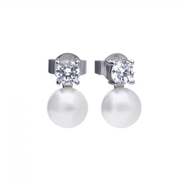 Pearl and Zirconia Earrings Hoppers Jewellers