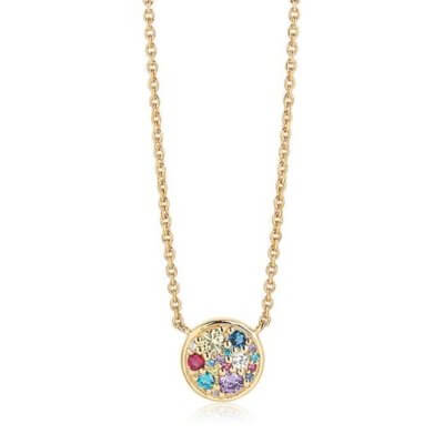 Necklace Novara - 18k Gold Plated With Multicoloured Zirconia