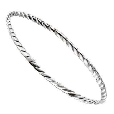 Silver Oxidised Twist Bangle