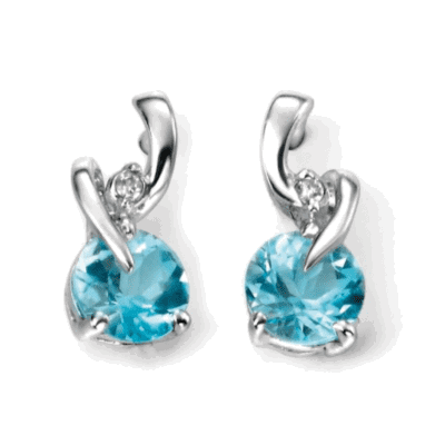9ct Gold Blue Topaz and Diamond Earrings