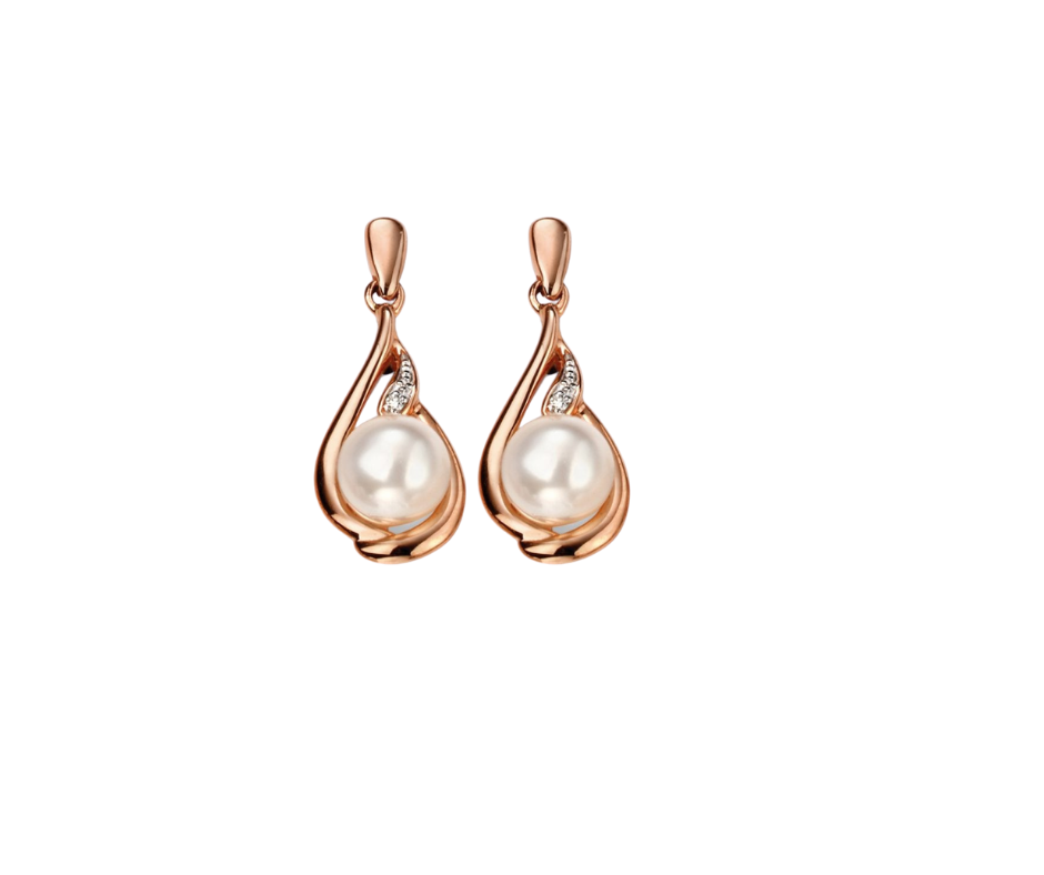 Dahlia asymmetrical 18ct Rose Gold and freshwater Pearl drop Earrings –  Dagmar Korecki Jewellery