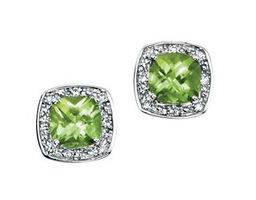 9ct Gold Peridot and Diamond Earrings