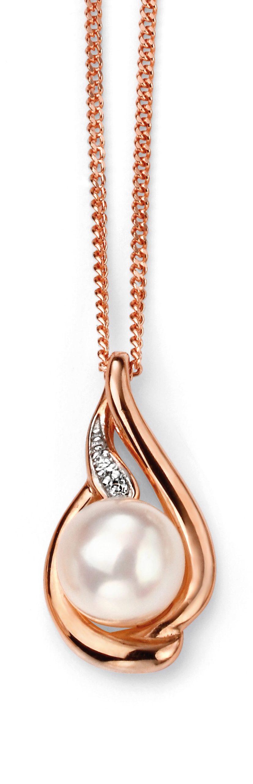 9ct Rose Gold Freshwater Pearl and Diamond Pendant | Hoppers Jewellers