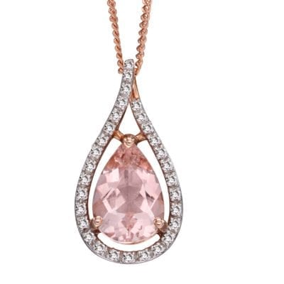 9ct Gold Morganite and Diamond Pendant