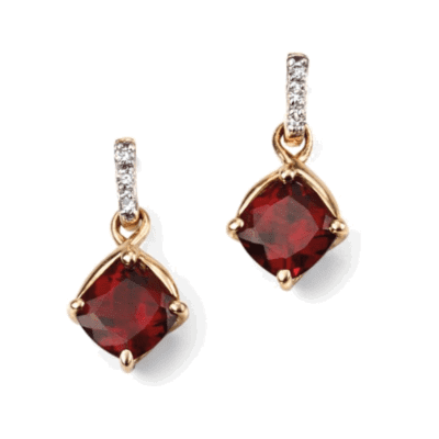 9ct Gold Garnet and Diamond Earrings