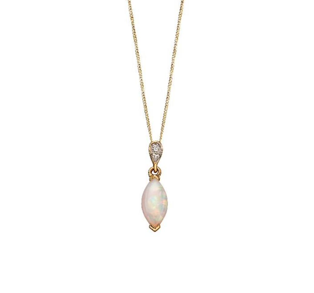 9ct Gold Opal and Diamond Pendant | Hoppers Jewellers