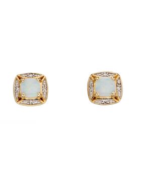 9ct Gold Opal and Diamond Earrings