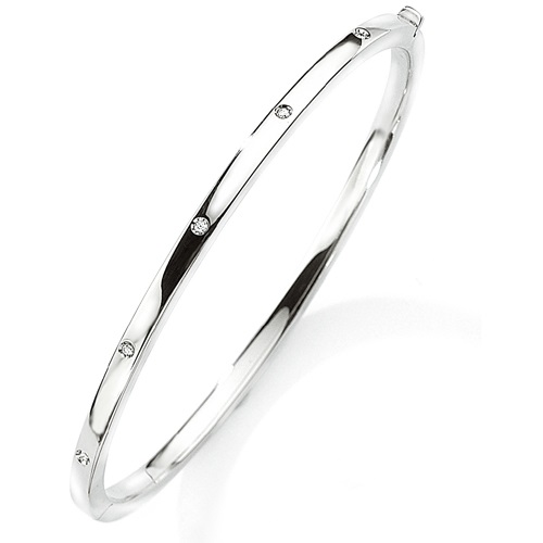9ct White Gold and Diamond Bangle | Hoppers Jewellers