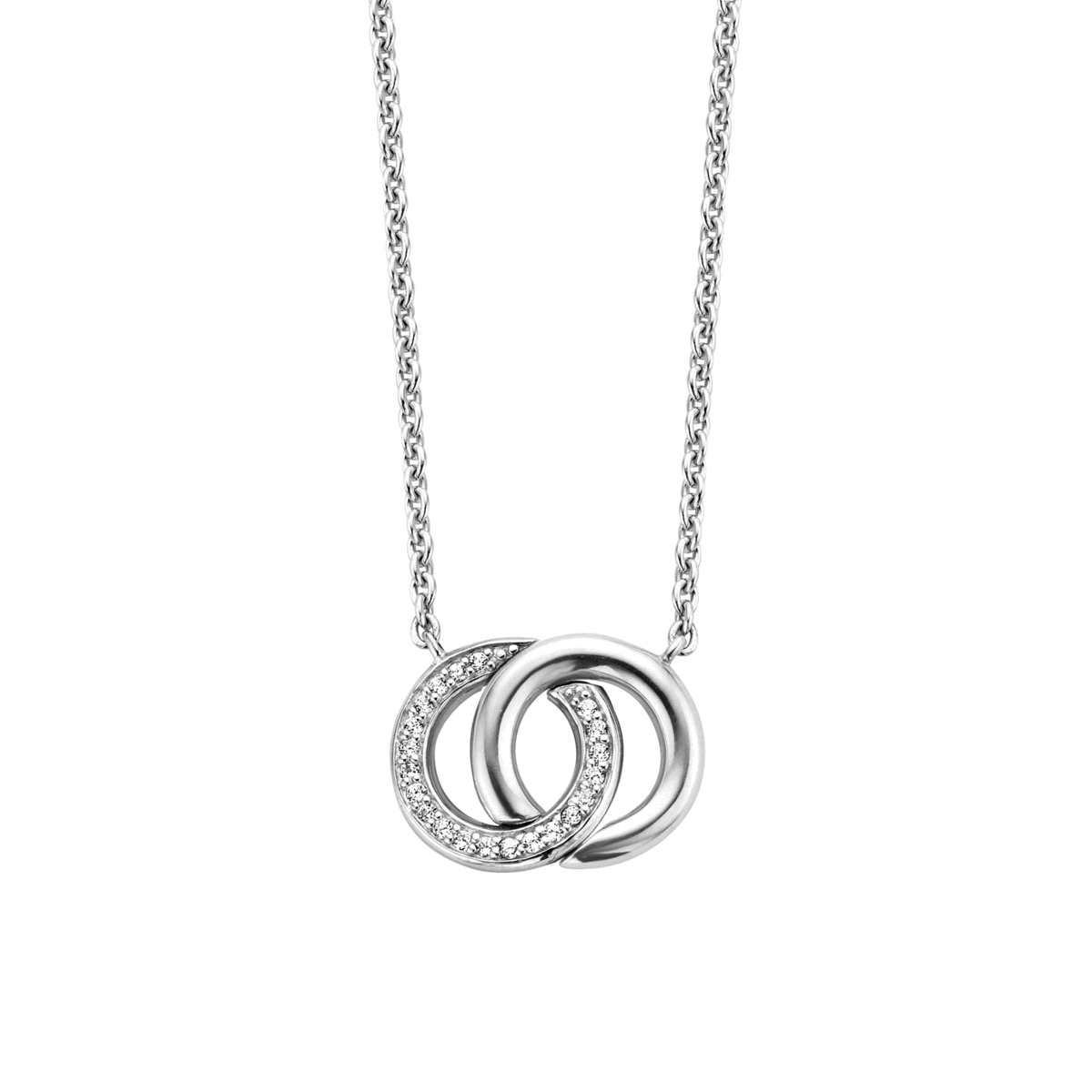 Ti Sento Entwined Circles Silver Necklace