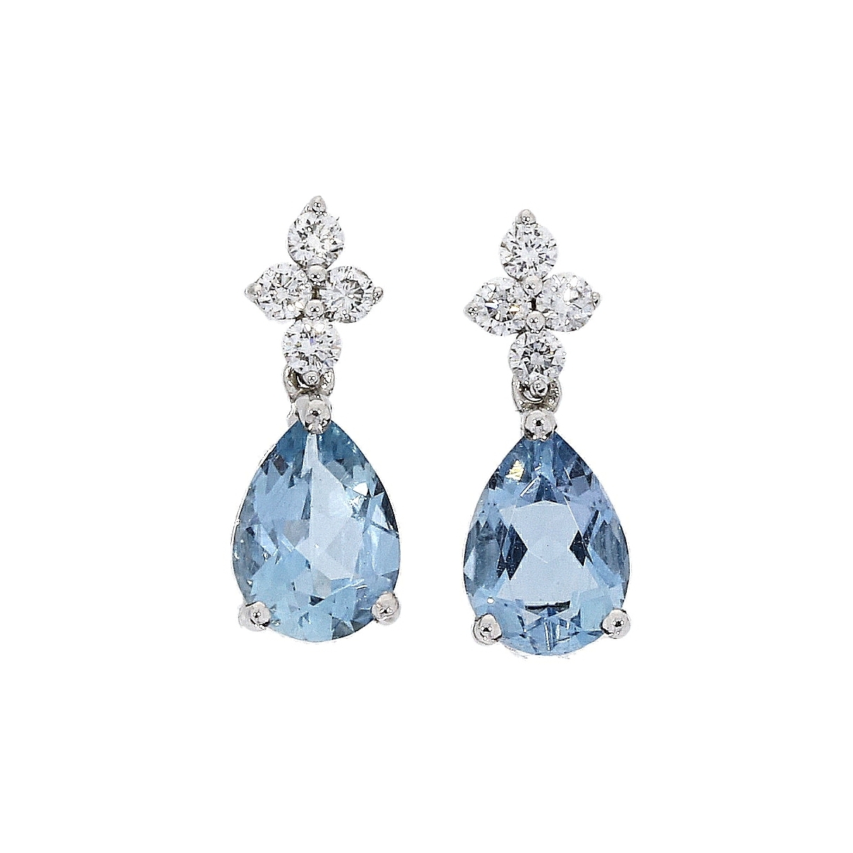 18ct Aquamarine and Diamond Drop Earrings | Hoppers Jewellers
