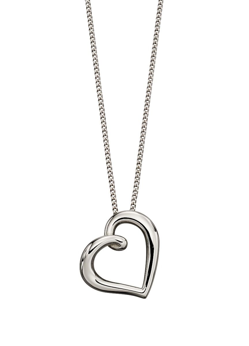 9ct White Gold Open Heart Pendant | Hoppers Jewellers