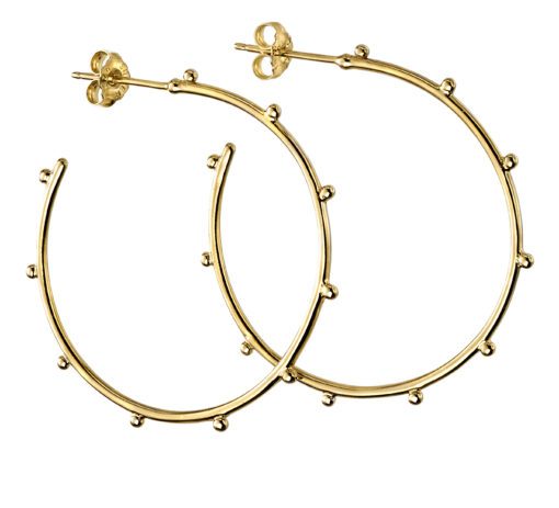 Gold-plated studded hoop earrings