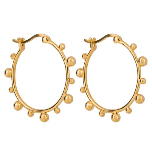 Gold-plated hoop earrings with ball detailing