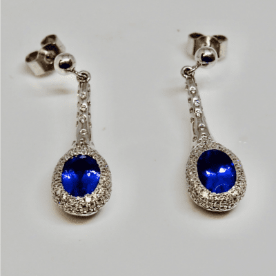 fine jewellery second hand vintage tanzanite and diamond earrings