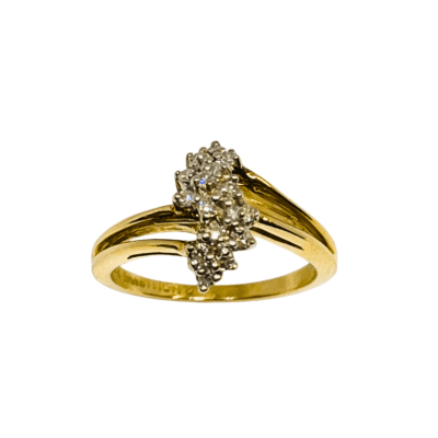14ct Yellow Gold Diamond Swirling Ring