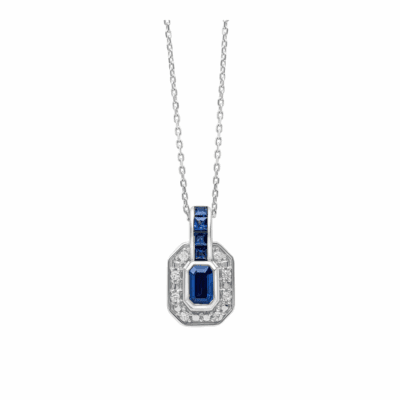 Sapphire Channel and Diamond Necklace