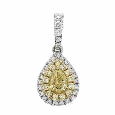 Yellow and White Diamond Pear-Cut Cluster Pendant