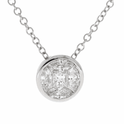 Diamond Princess and Marquise Cut Rub Over Pendant