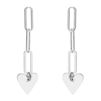 Sterling silver paper chain and heart earrings