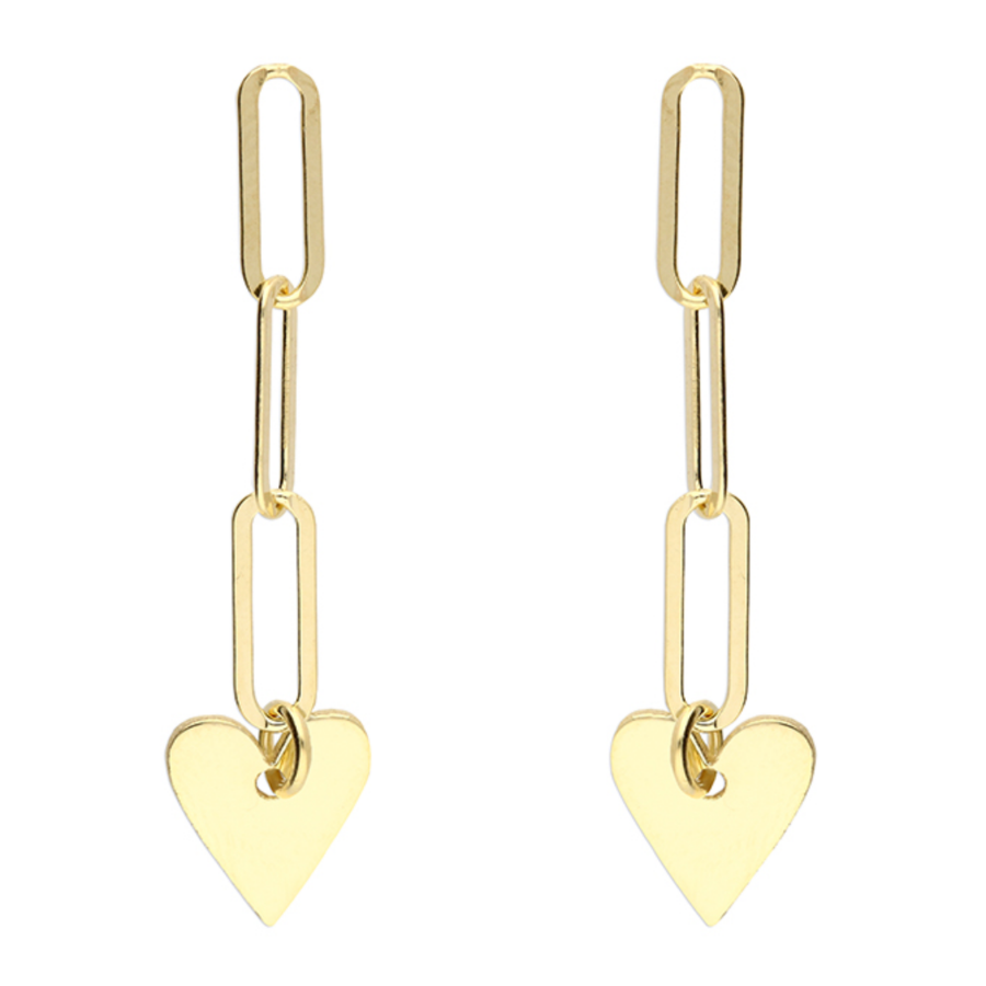 Sterling silver gold plated paper chain and heart drop earrings