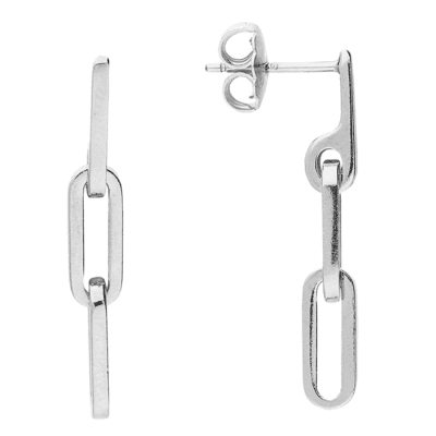 Sterling silver paper chain stud drop earrings