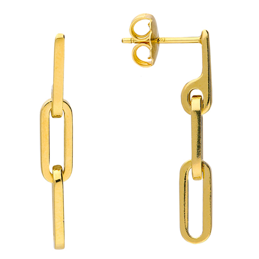 Gold-plated sterling silver paper chain stud drop earrings