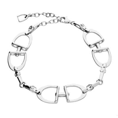 Sterling silver stirrup and buckle bracelet