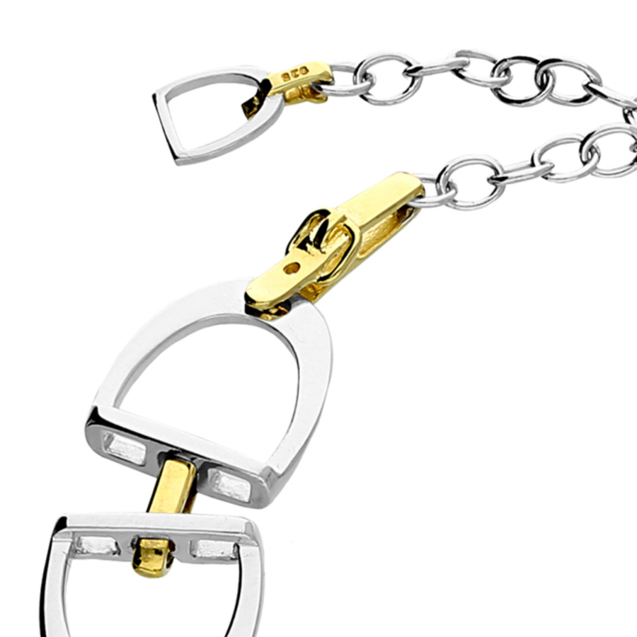 Sterling silver two-tone stirrup and buckle bracelet - Image 2
