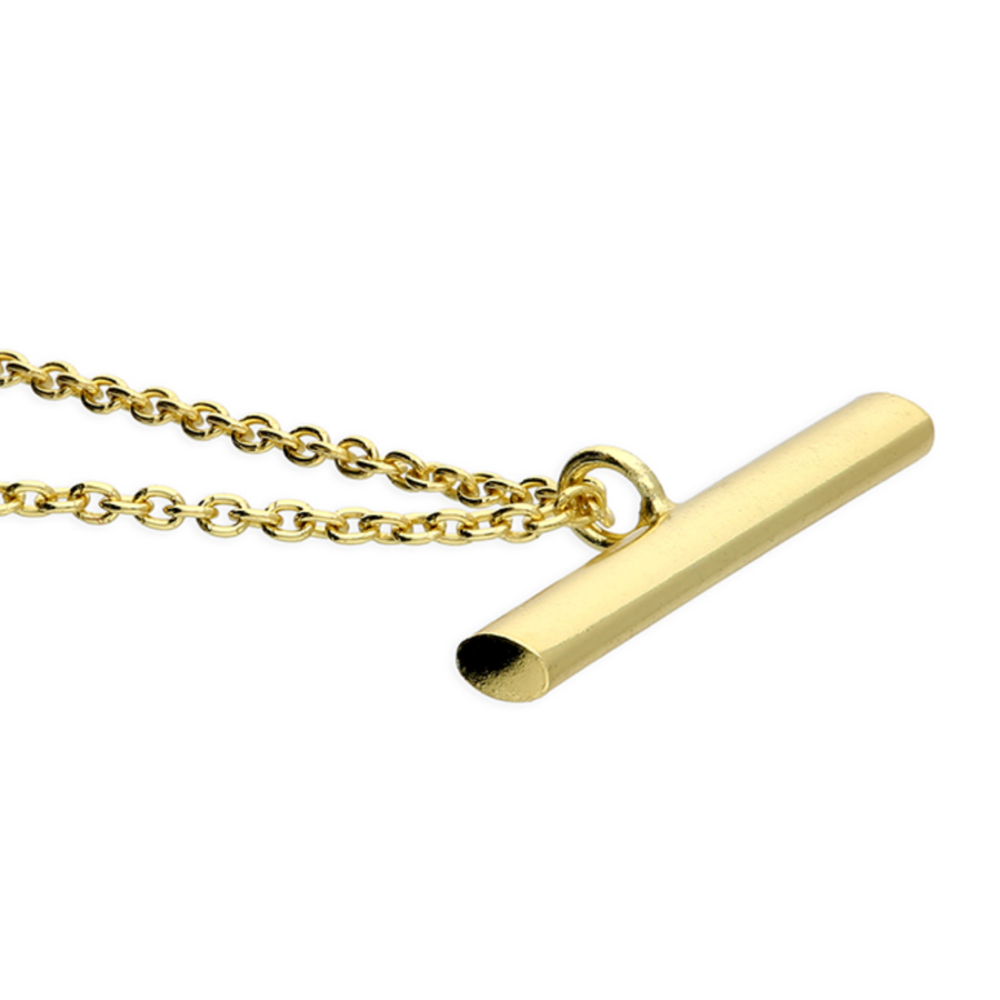 Yellow-gold plated T-bar pendant necklace - Image 2