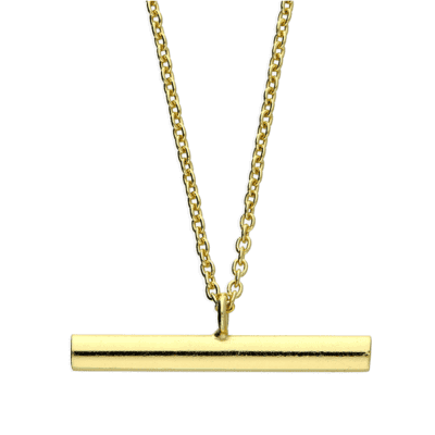 Yellow-gold plated T-bar pendant necklace