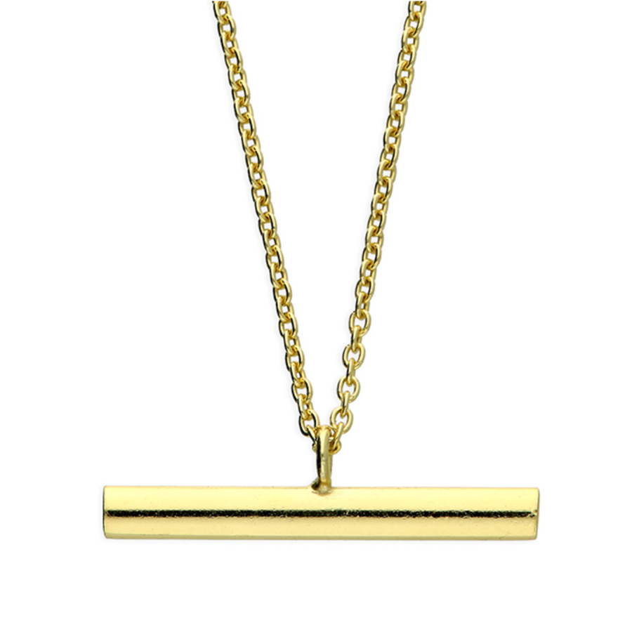 Yellow-gold plated T-bar pendant necklace
