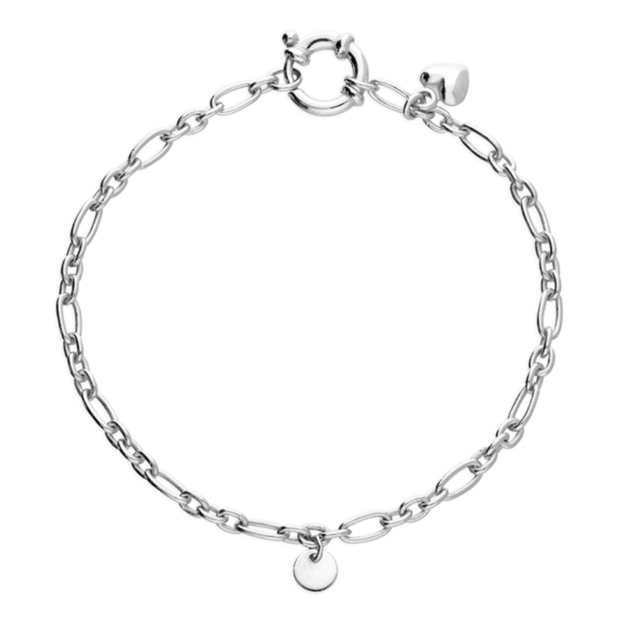 Sterling silver oval link bracelet with charms