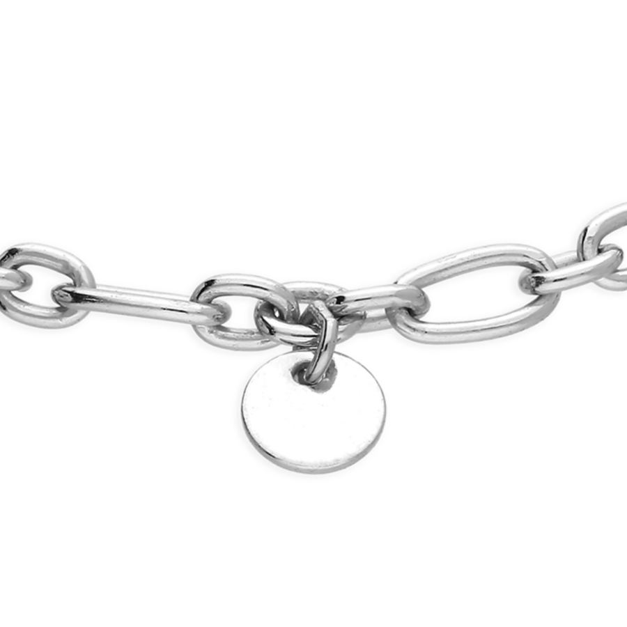 Sterling silver oval link bracelet with charms - Image 3