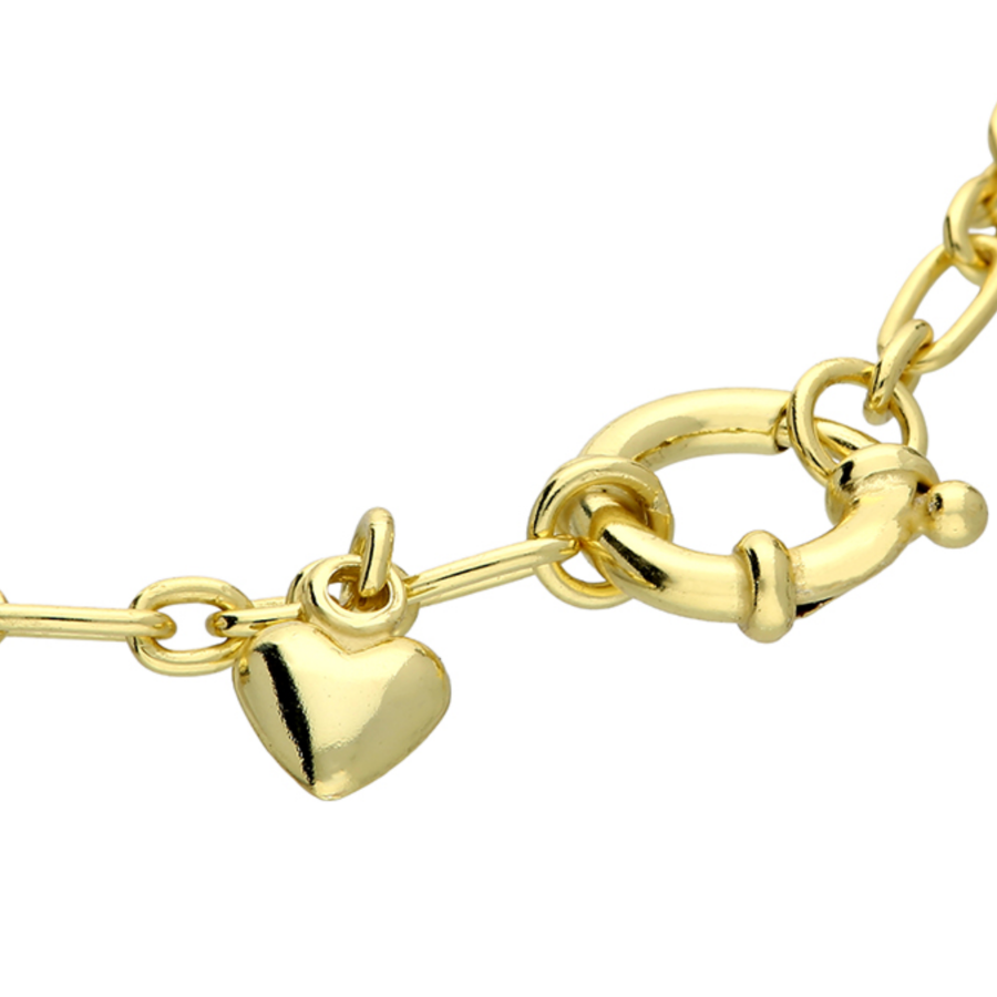 Yellow gold plated oval link bracelet with Charms - Image 2