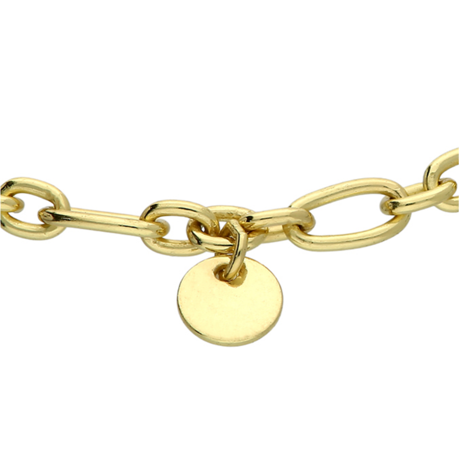 Yellow gold plated oval link bracelet with Charms - Image 3