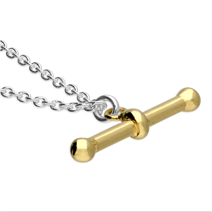 Sterling silver two tone T-bar necklace - Image 2