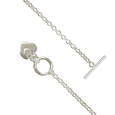 Sterling silver duo hearts and T-bar necklace