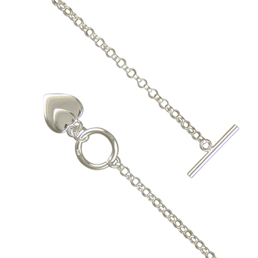 Sterling silver duo hearts and T-bar necklace