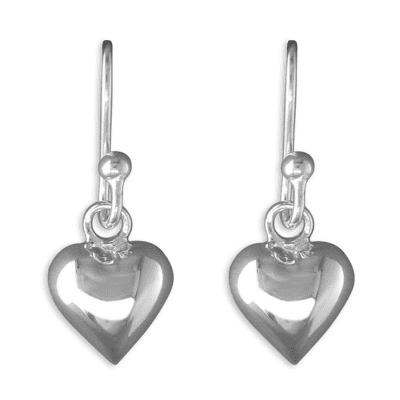 Sterling silver small heart drop earrings